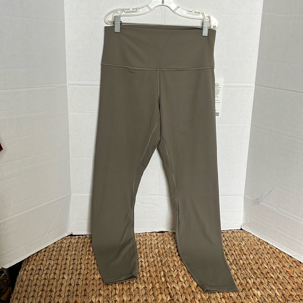Lululemon Align Ribbed HR Pant 25" Size 10 Nomad Khaki Taupe NWT Rare HTF